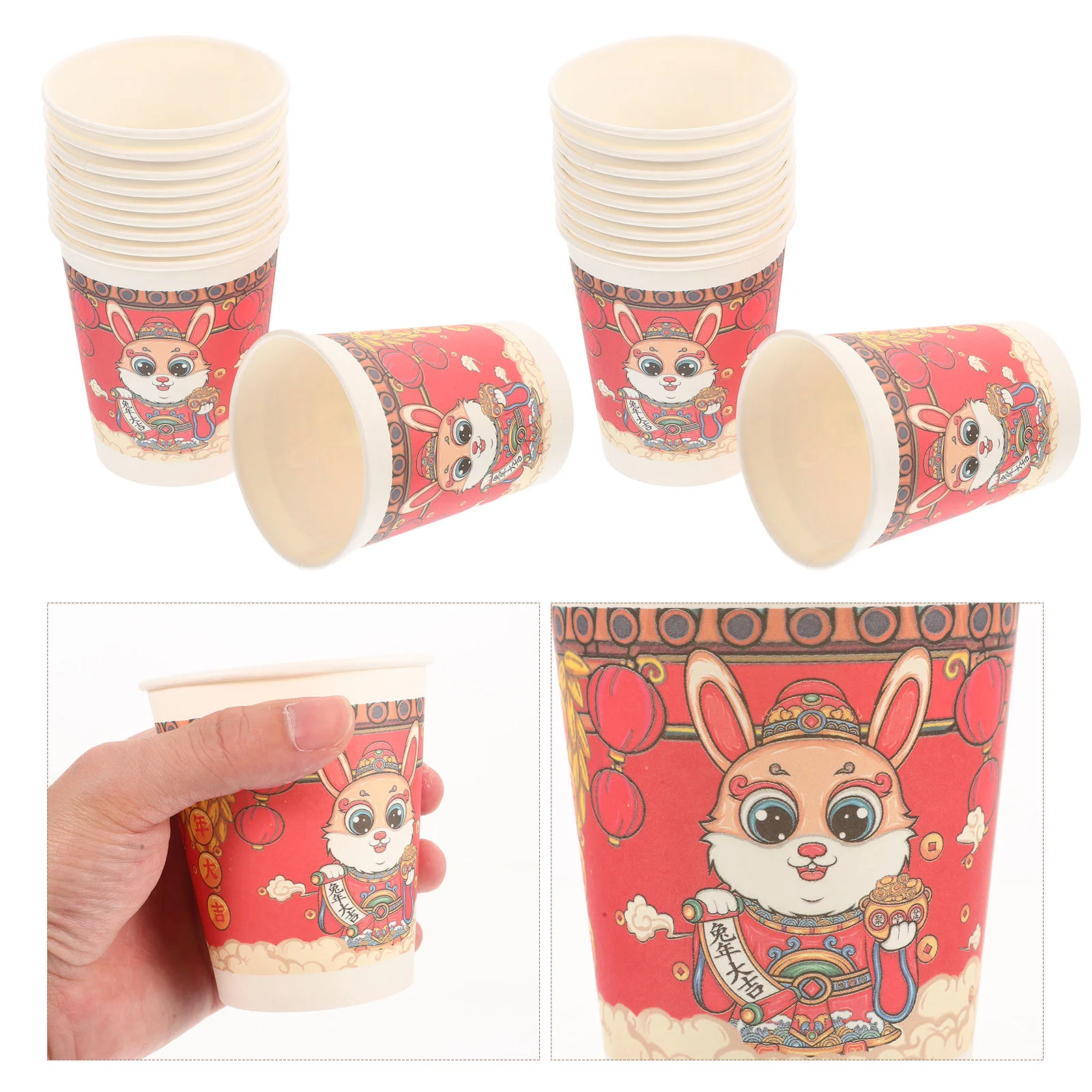 

50Pcs Paper Coffee Cups Time Tea Cups Paper Coffee Cups New Year Styled Tea Cups