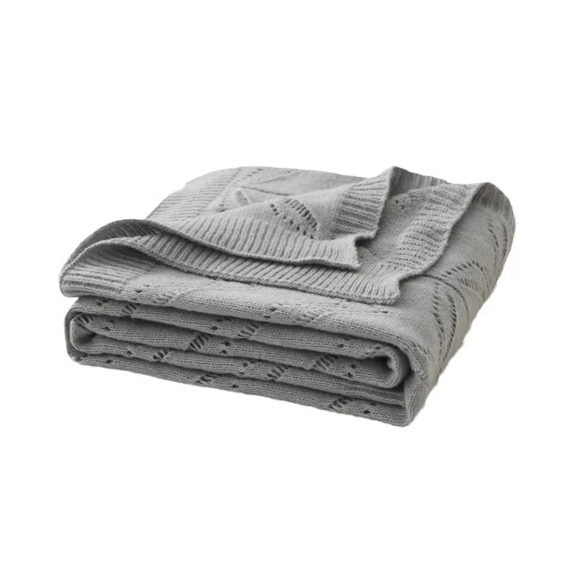 Простое однотонное вязаное шерстяное автомобильное авиационное одеяло домашнее