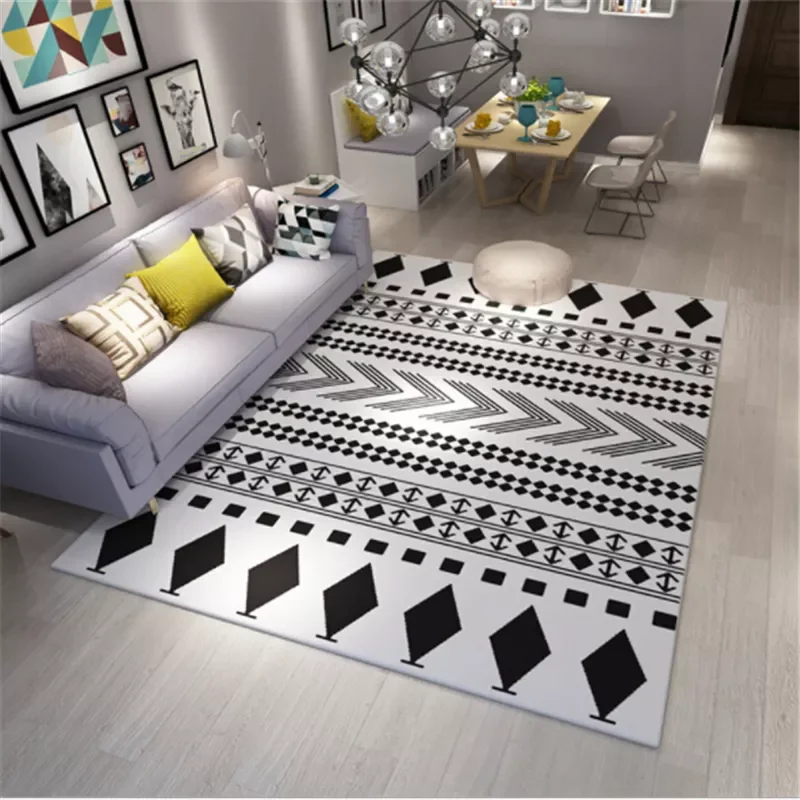 

Simple Black and White Nordic Style Large Carpets For Living Room Bedroom Carpet Home Area Rug Decorate Living Room Bedroom Mat
