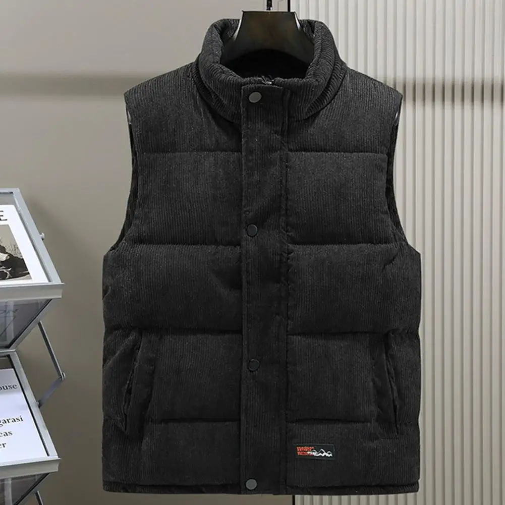 Сплошной цвет теплый жилет стильный мужской вельветовый пальто с