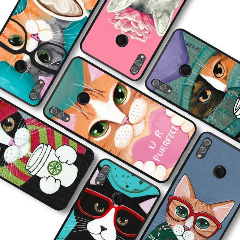 

Cute Cat Phone Case for Samsung A51 A30s A52 A71 A12 for Huawei Honor 10i for OPPO vivo Y11 cover