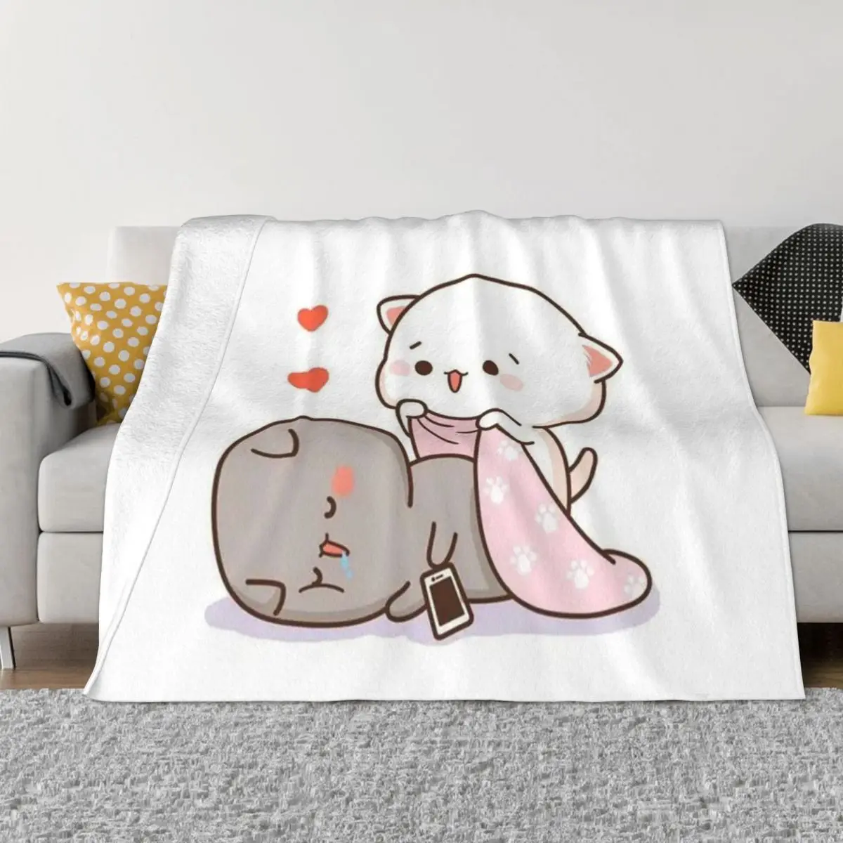 

Peach And Goma Mochi Friendes Love Each Other Blankets Coral Fleece Plush Decoration Bedroom Bedding Couch Bedspread