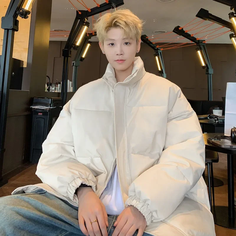 Утолщенное хлопковое пальто однотонная куртка-пуховик с воротником-стойкой для