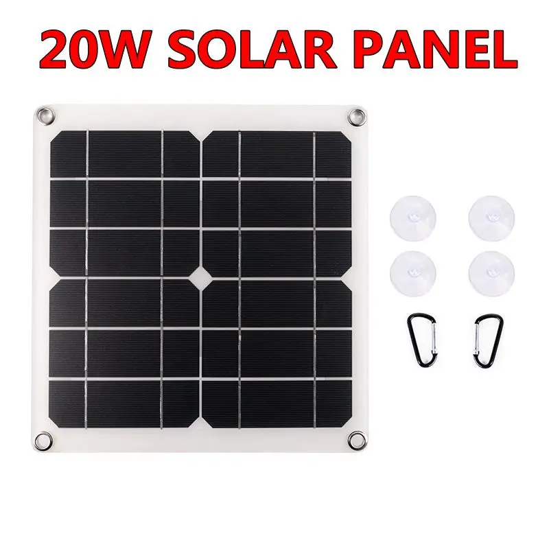 

20W Protable Solar Panel Kit 6V Dual USB Charger Port Waterproof Solar Cells for Outdoor Mobile Phone Battery Charger