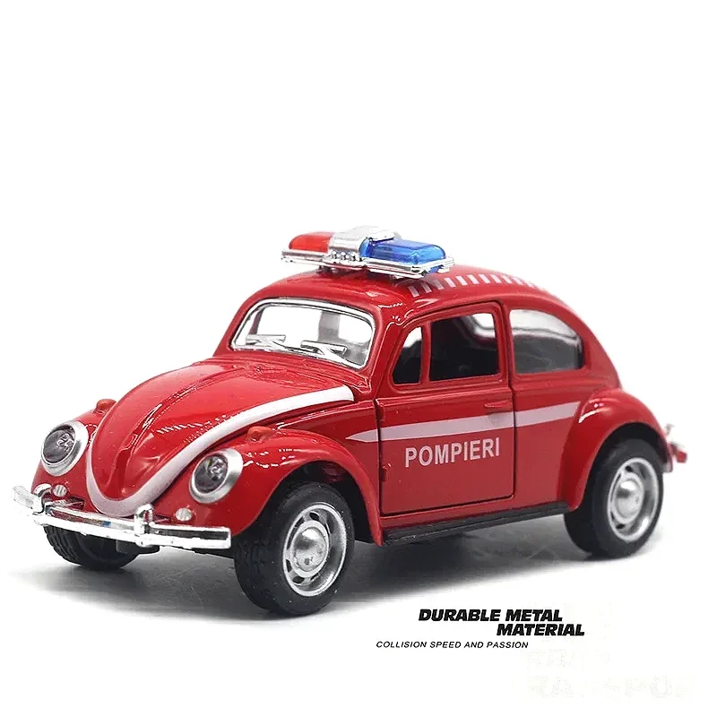 1:32 полицейская машина Volkswagen Beetle из сплава пожарная модель регенеративной машины