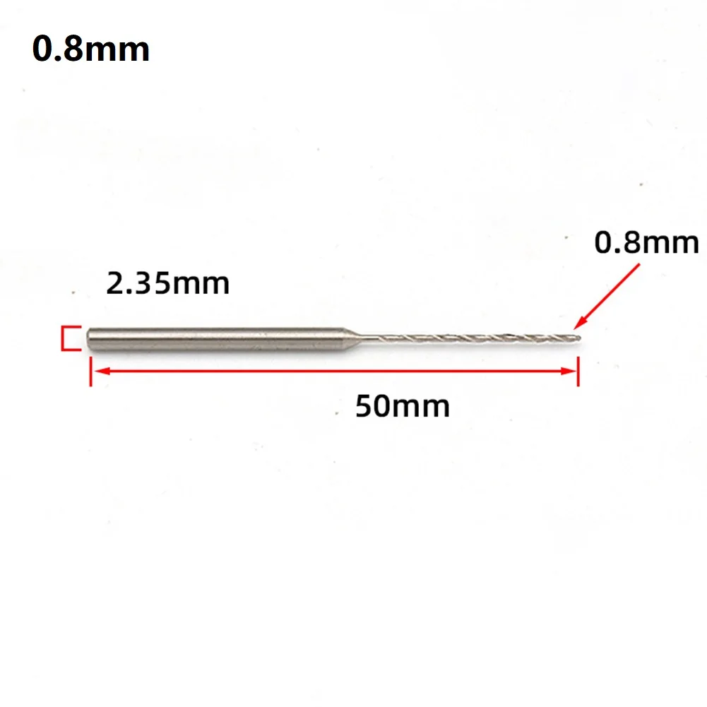 

50mm Length Jewelry Drill Bit Mini Drill Bits 0.8mm-2mm 2.35mm Shank Diameter 50mm Length HSS Silver Universal