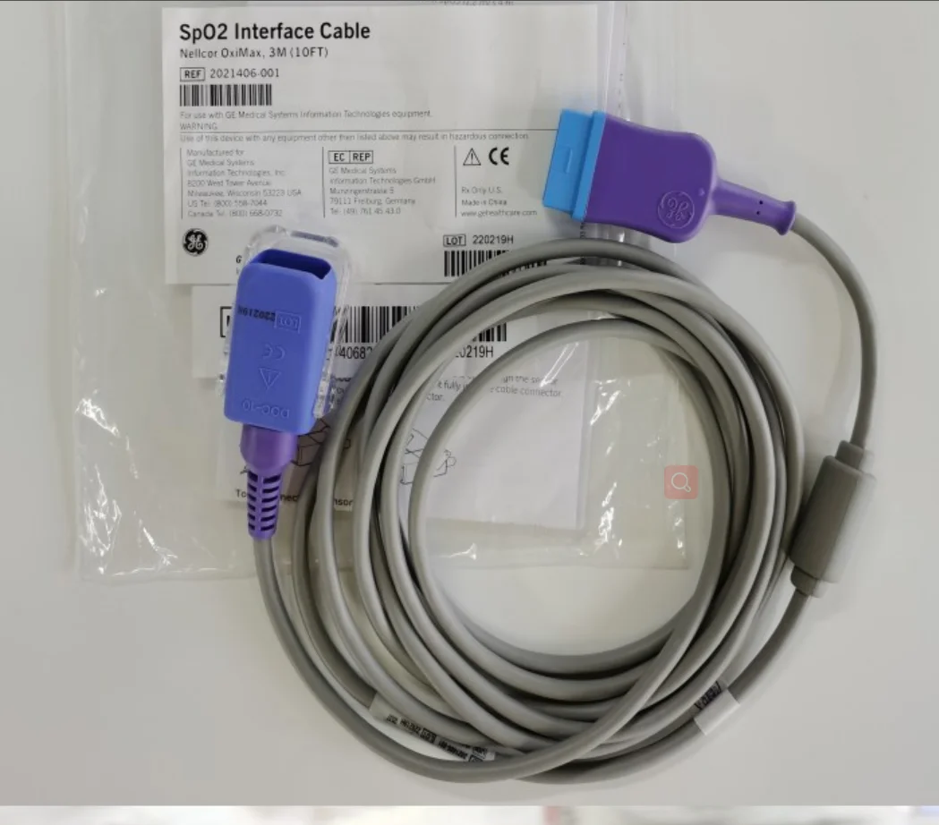 Ref: 2021406-001 SpO2 Interconnect cable, Nellcor OxiMax, 3m/10ft (New Original)