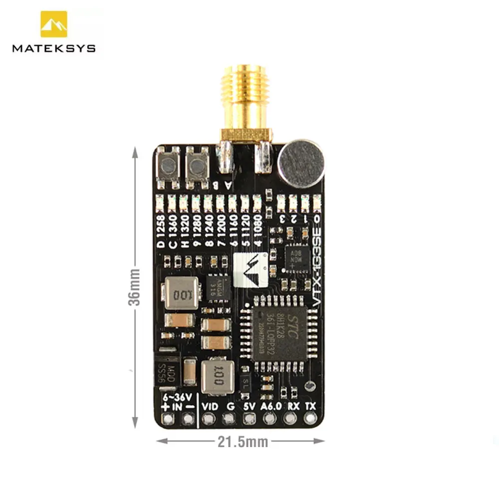 MATEK VTX-1G3SE 1 2 GHz/1 3 GHz 9CH RX 0 mW 25mW 200mW 800mW @ 12V в видео передатчике VTX NTSC или PAL 6-36V для дрона