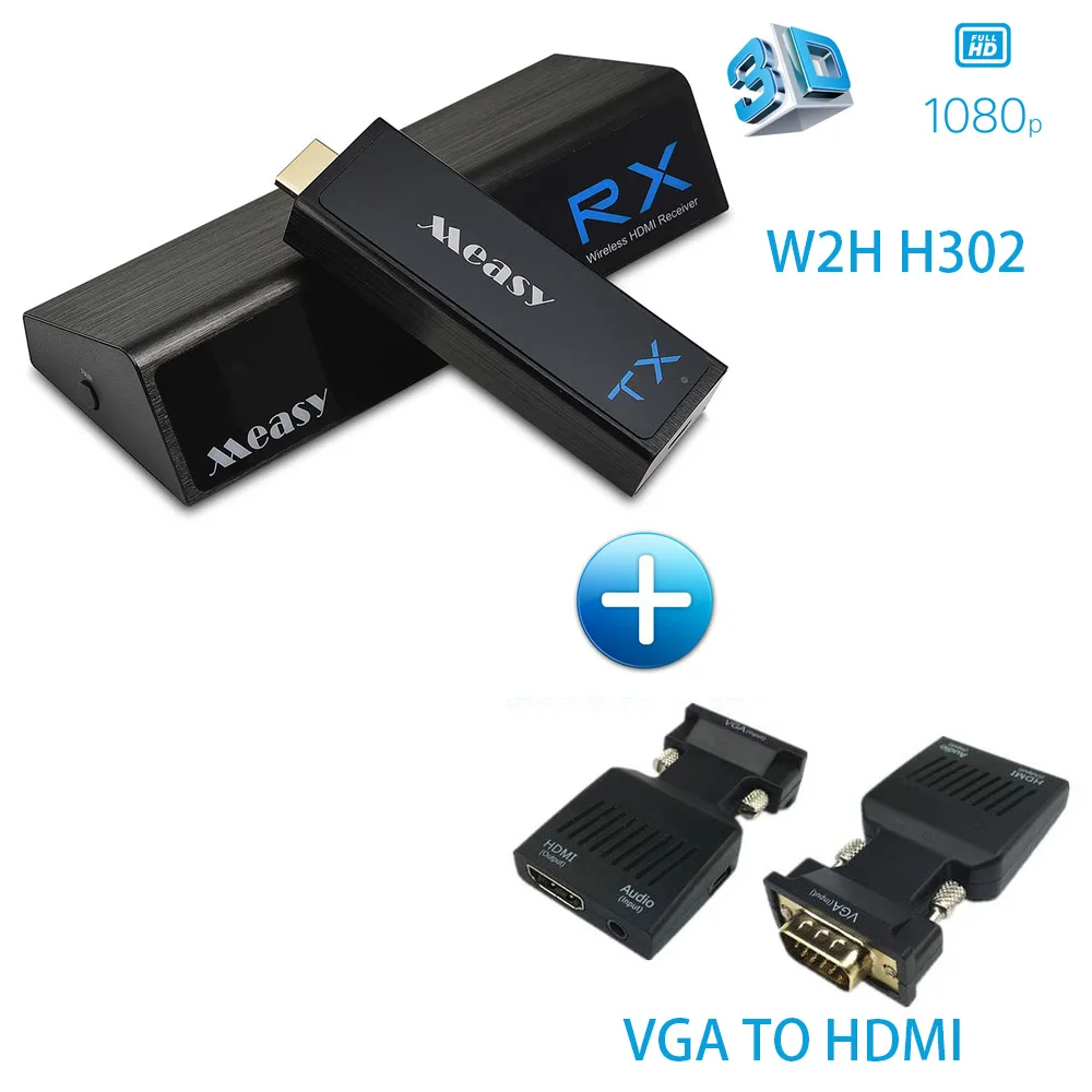 

Wireless Display HDMI Extender Full HD 1080p 3D Transmitter and Receiver 30m Transmission, 0 Latency, for Home / Office / Church