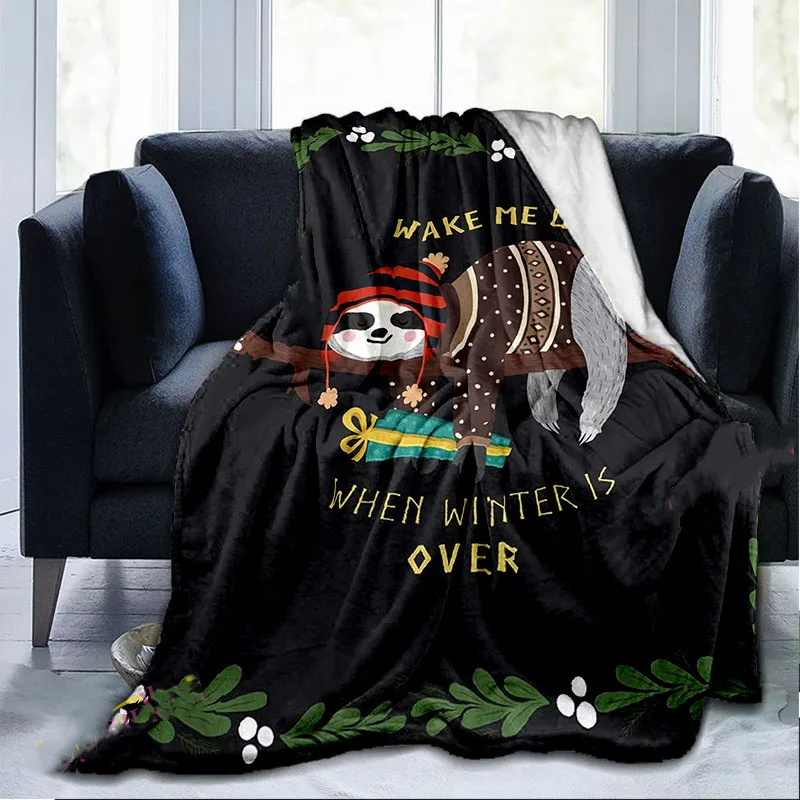

Flannel Throw Blanket Soft Cute Lightweight Warm Bedding for Baby Adult Office Bedroom Sofa Gift for Decor Cartoon Sloth Pattern