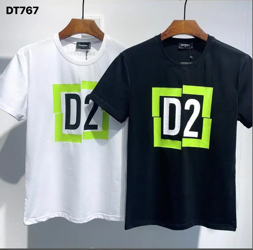 

Dsquared2 Classic Men/Women Street Hip-Hop Round Neck Short-Sleeved T-Shirt Cotton Locomotive Letter Printing Casual Tee DT767