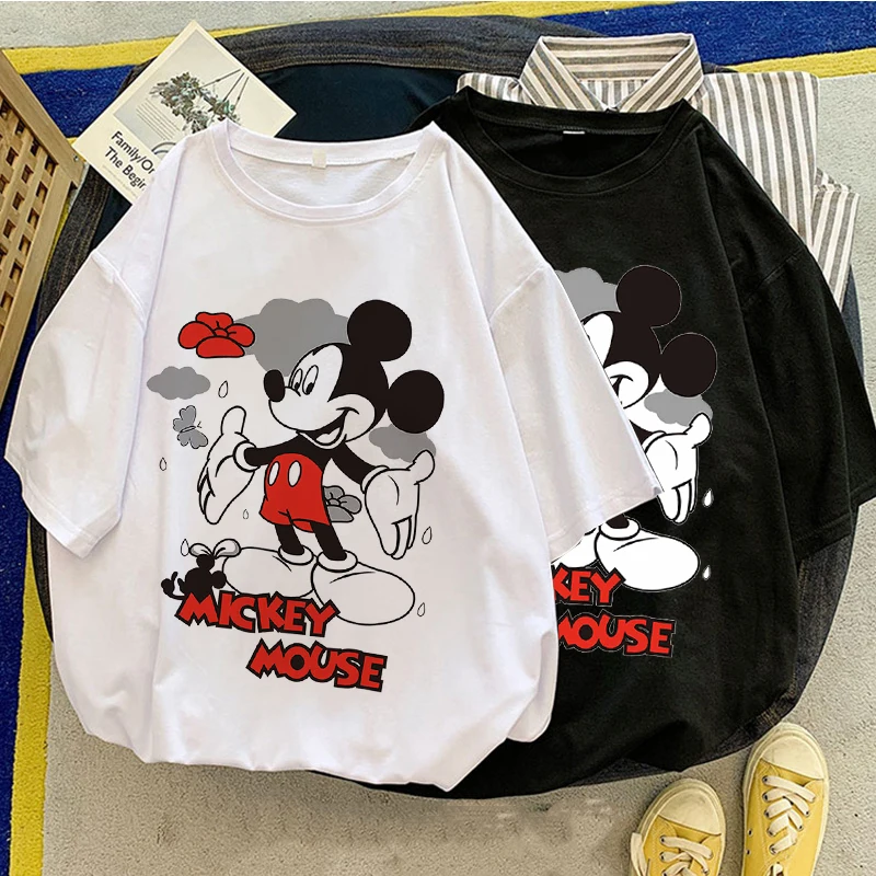 

Disney Pull Mickey Minnie Printing T-Shirt Women's Clothing 2022 Tee Shirt Cute Clothes Kawaii Harajuku Summer Fashion Girls