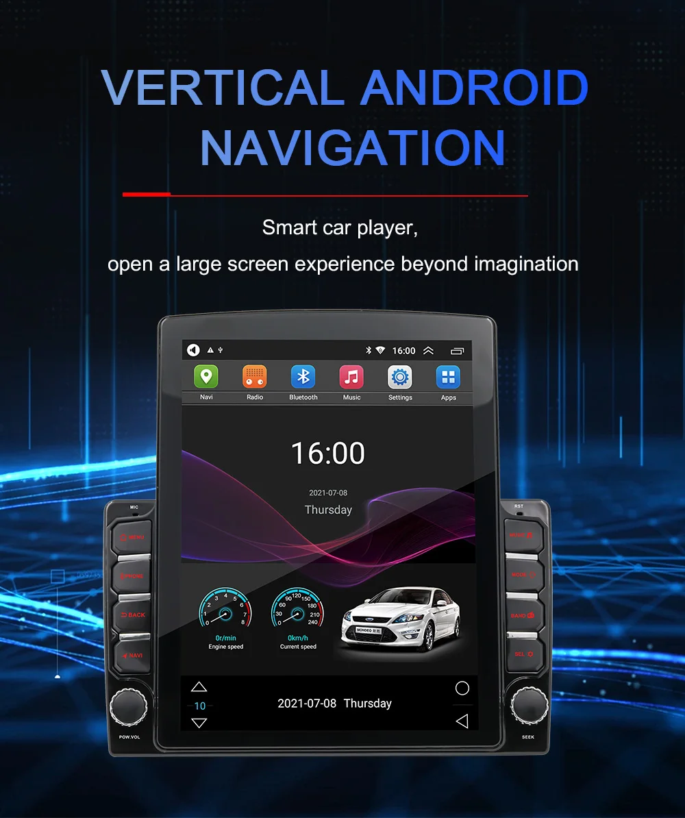 Универсальная автомагнитола 9 7 дюймов Android 11 вертикальный IPS-экран 1 DIN HD