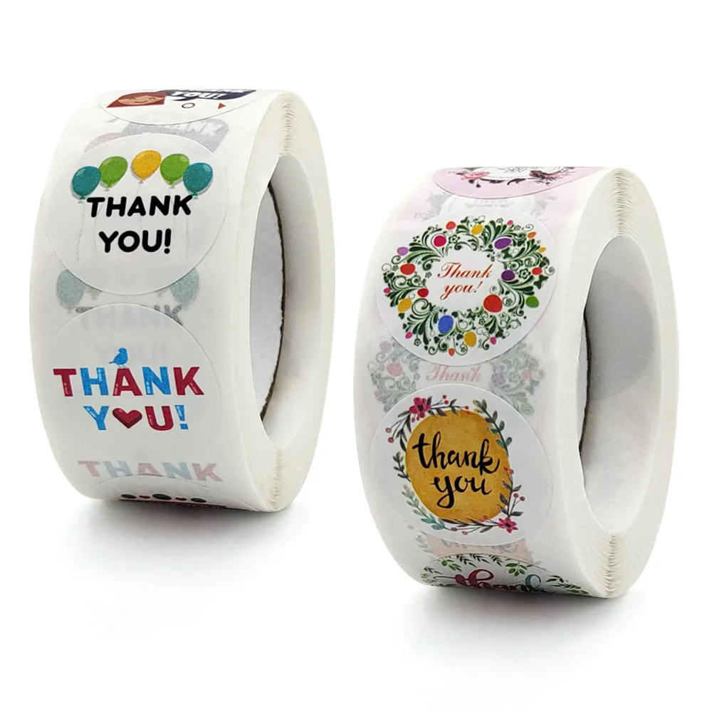 

50-500pcs Flower Thank You Sticker Balloon Dress Up Adhesive Labels Sealing Stationery Supply Decoration Scrapbooking Stickers