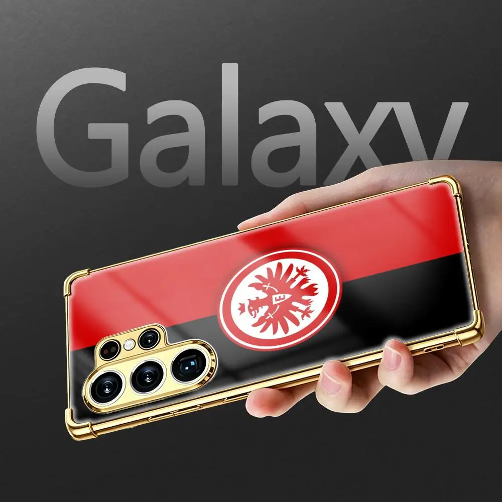 Чехол для телефона E-EintrachtS F-Frankfurt для Samsung S26 S25 S24 S23 S22 S21 Plus Ultra FE, золотой, серебряный, с защитой углов от ударов, стеклянный (art.: 3920dc414f4dc) - 3920dc414f4dc