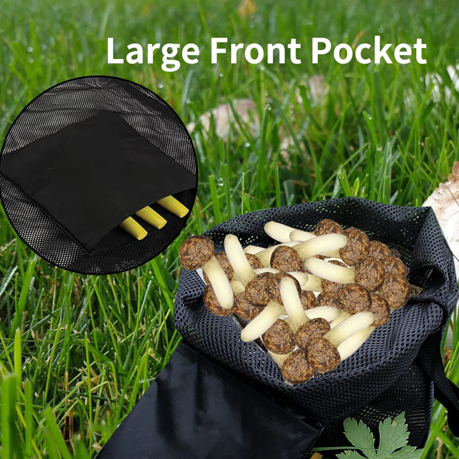 

Mushroom Picking Bag Large-capacity Collapsible Garden Fruit Gathering Garden Apron Mesh Foraging Pouch Hunting Bag 43*43cm