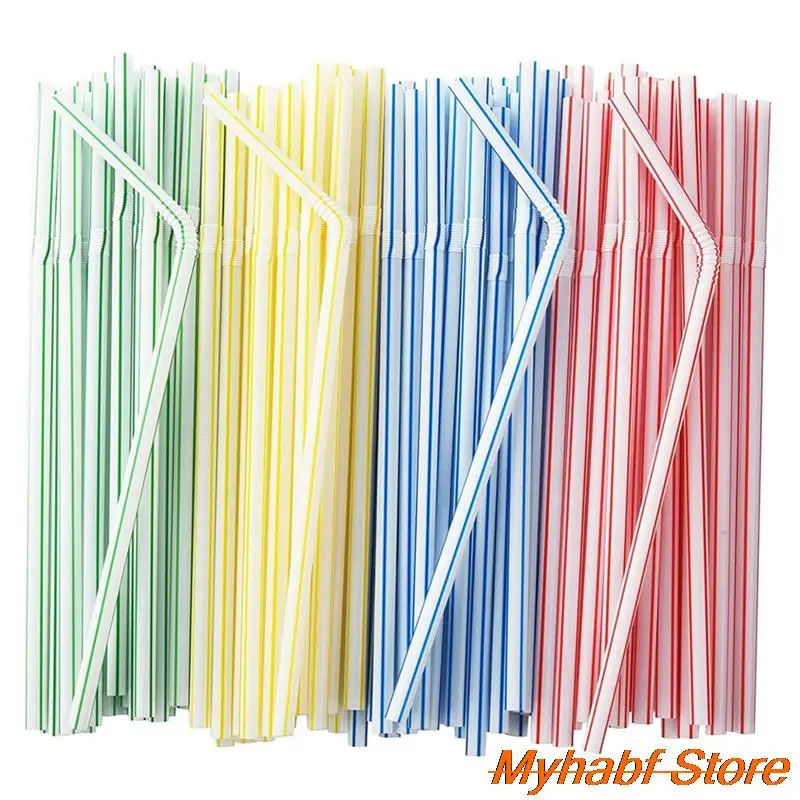 

100pcs/lot Colorful Flexible Drinking Straws Plastic Disposable Straw Bendable Drinking Tube Straw for Birthday Party Supplies