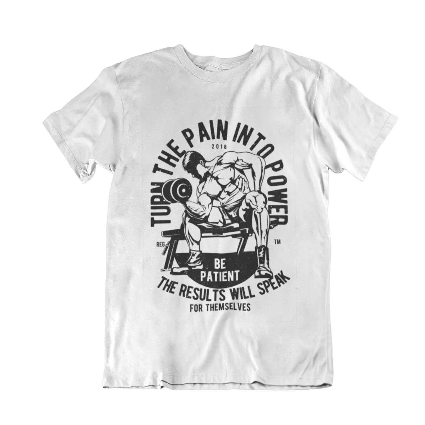 

Turn The Pain Into Power Gym Fitness Muscle Training T-Shirt 100% Cotton O-Neck Short Sleeve Casual Mens T-shirt Size S-3XL