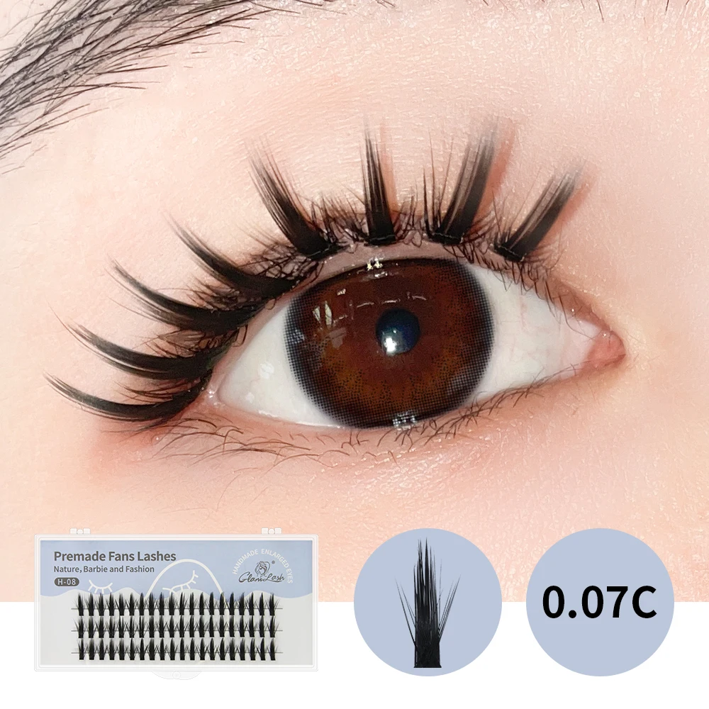 

GLAMLASH Natural Individual Bundles Eyelash Extension 3D Volume Effect False Eyelashes Dovetail Cluster Lashes
