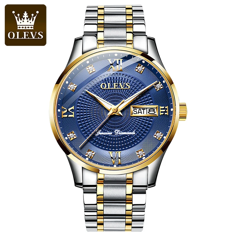 OLEVS New Automatic Mechanical Watch Luminous Waterproof Fashion Mens Watches Stainless Steel Strap Weekly Calendar Display 6603