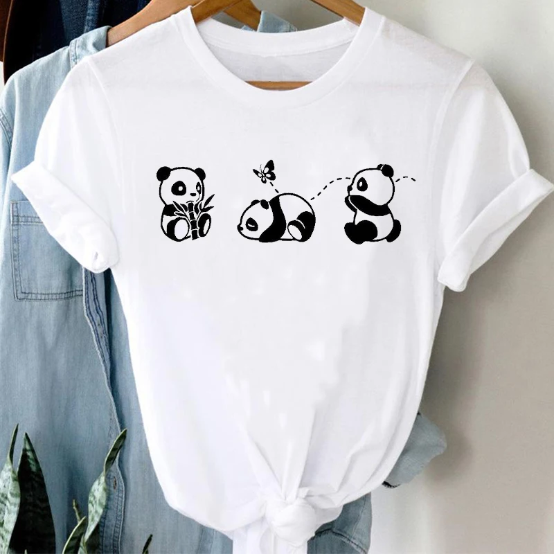 

T-shirts Women 90s Mujer Camisetas Panda Girl Animal Clothes Panda Cartoon Stylish Tshirt Top Lady Print Sexy Tee T-Shirt