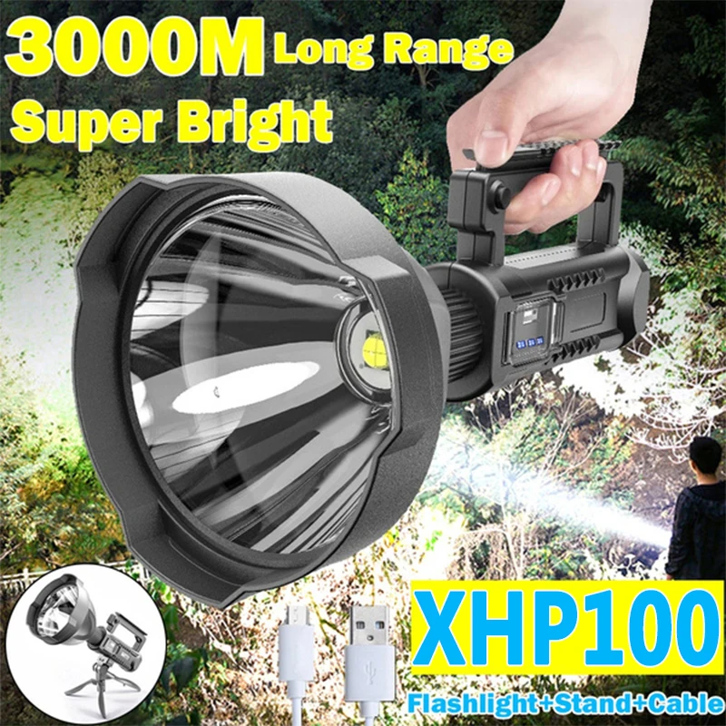 

Searchlight Mountable Spotlight Powerful Flashlight Torch Handheld Light Waterproof Bracket Rechargeable Portable