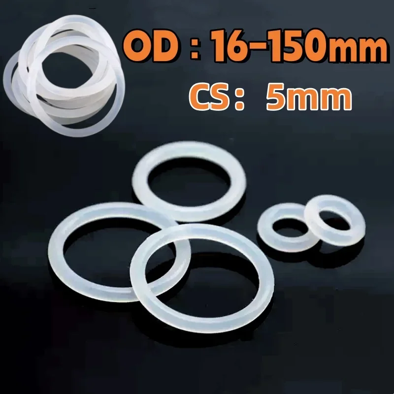 

Белый уплотнительное кольцо, толщина CS 5 мм, пищевая силиконовая плоская шайба, уплотнение VMQ, резиновая прокладка, распорные кольца, шайба, высокая прочность