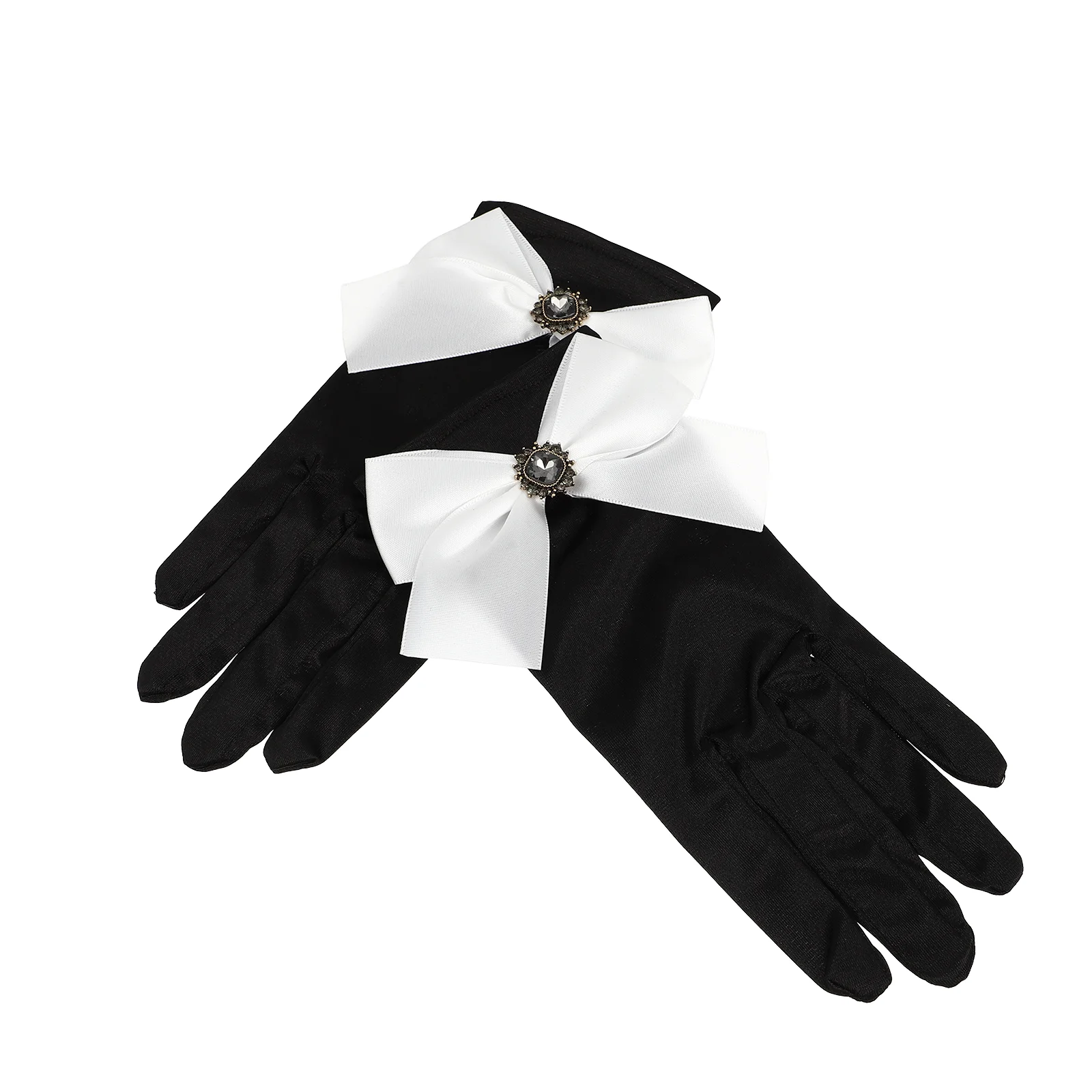 

1 Pair Creative Wedding Elegant Bowknot Gloves Bride Glove Satin Gloves Mittens Black gloves