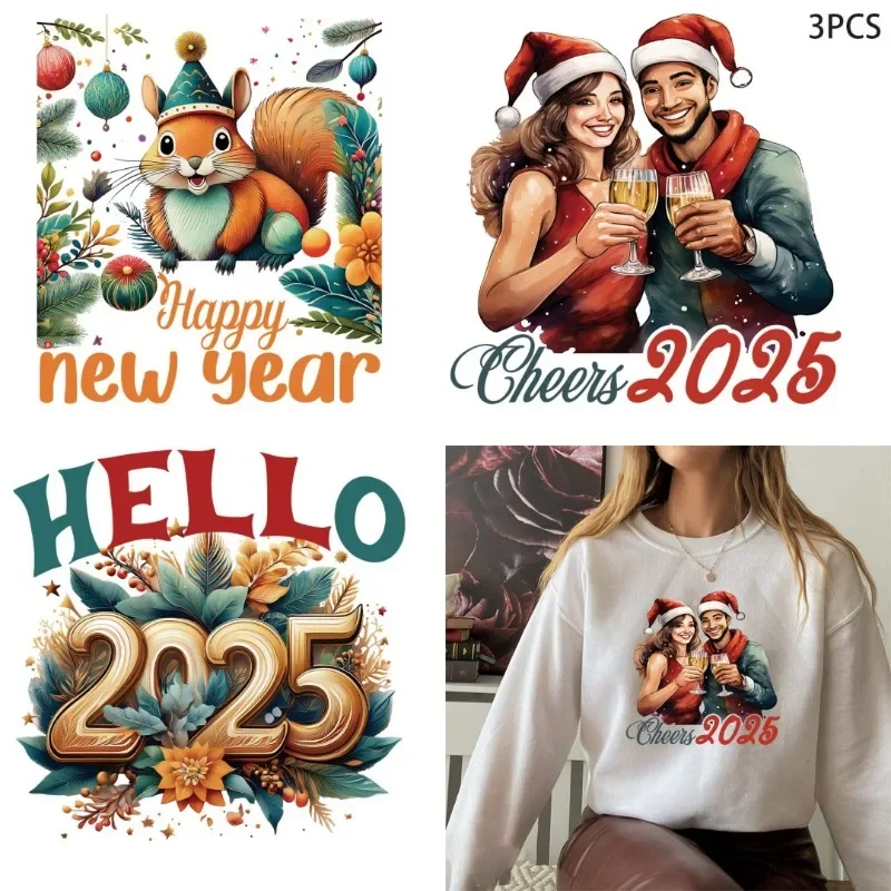 С Новым годом 2025 дюймов акварельная живопись сделай сам теплопередающая одежда