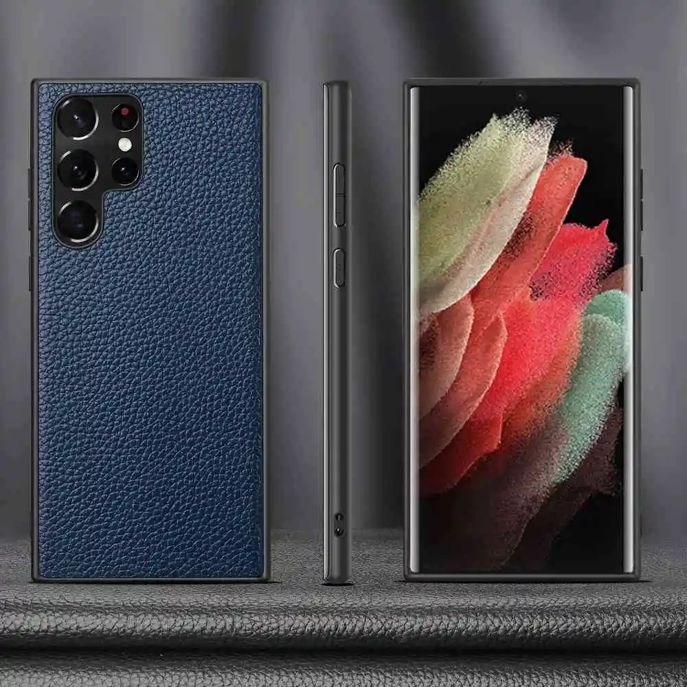 Genuine Leather Case For Samsung Galaxy S22 S21 S23 Plus Ultra Case Luxury Phone Bags Cases For Samsung S21 Plus S22 Ultra Cover