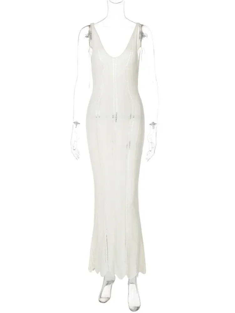 Mozision вязаное длинное платье для женщин новое летнее однотонное облегающее с