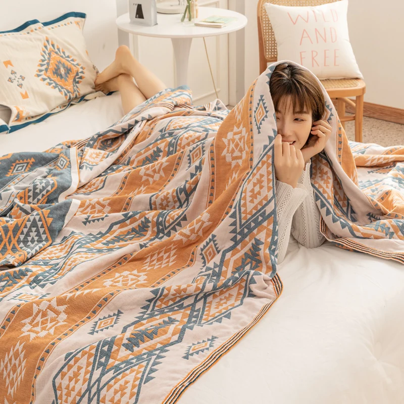 

New Cotton Four-layer Gauze Blanket Towel Quilt Bed Sofa Blanket Summer Bed Cover Bedspread Bedsheet Air Conditioner Blanket