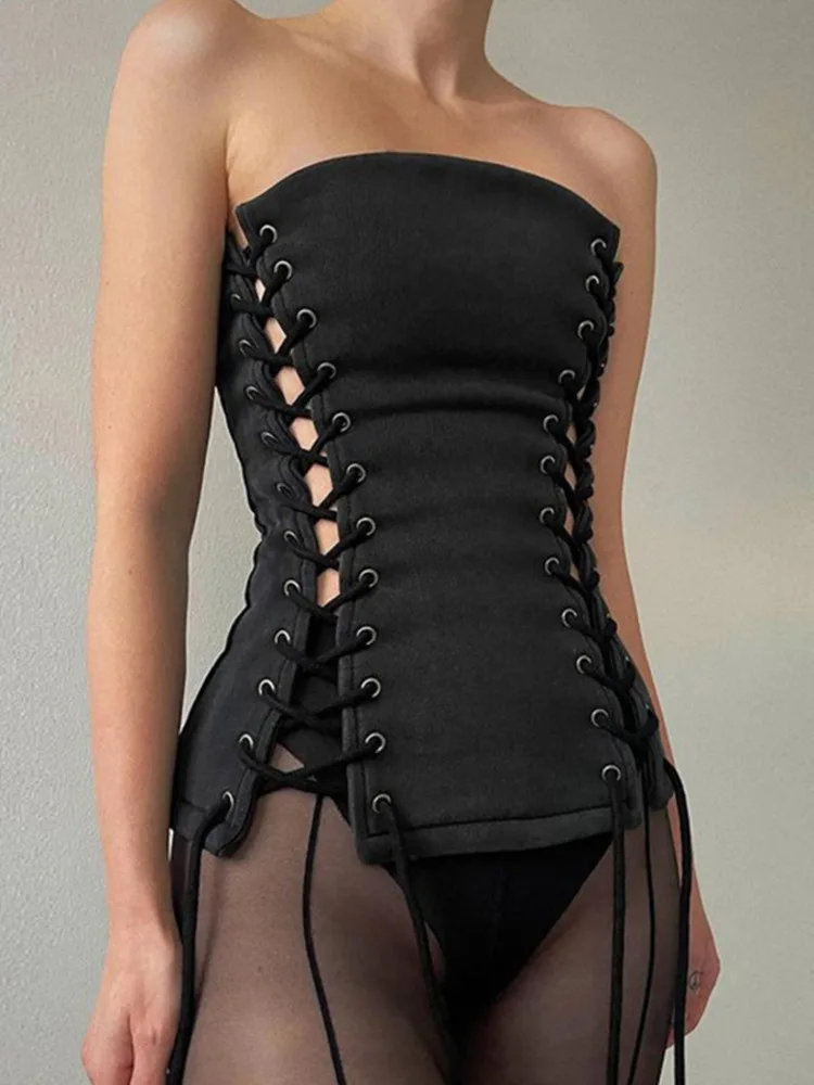 

Женская майка без рукавов DEAT, прямая блузка с открытыми плечами и поясом на талии, лето 2023