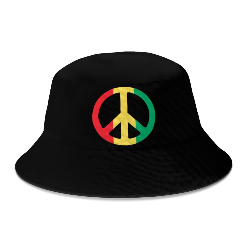 

Summer Unisex Bucket Hats Rasta Reggae Music One Love Peace Women Men Fishing Fisherman Hats Outdoor Panama Sun Cap for Bob