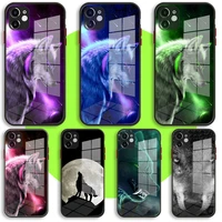 liquid tempered glass case for iphone 13 11 12 mini pro max xs xr x 7 8 6 plus se2 silicone cover protection animal wolf