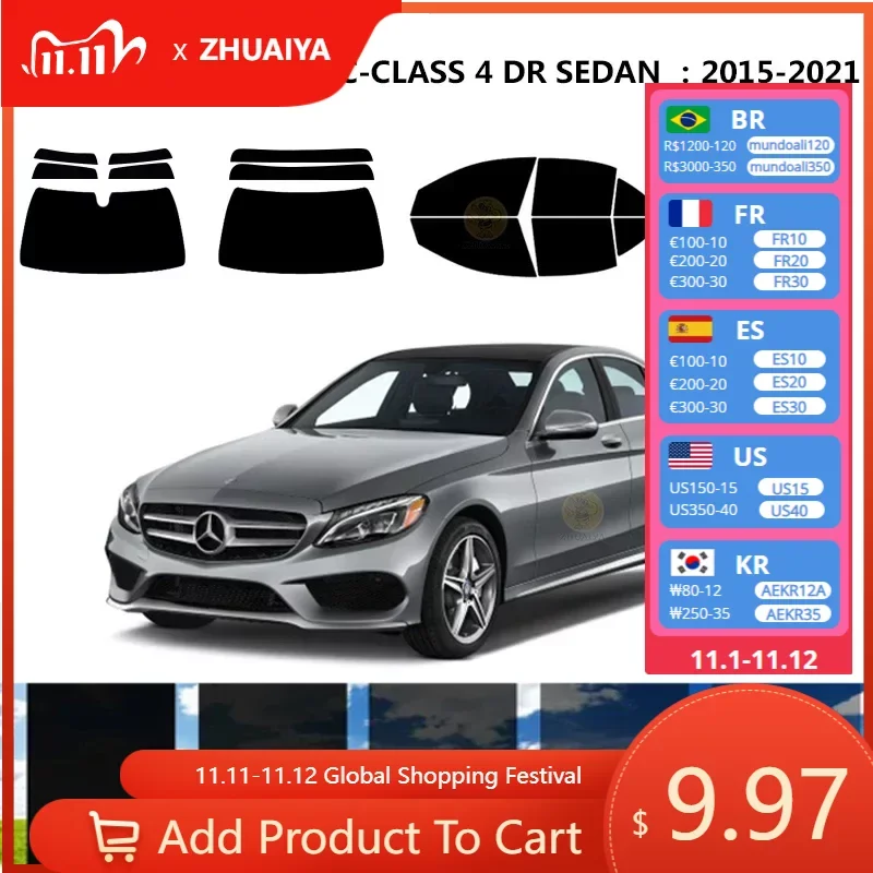 

Нанокерамическая Автомобильная УФ-пленка Precut для окон, автомобильная пленка для окон, модель MERCEDES-BENZ W205, 4 DR SEDAN 2015-2021