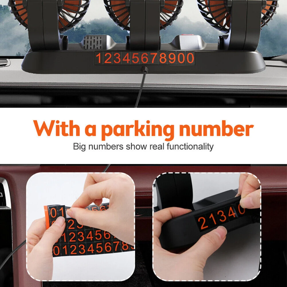 

Car Cooling Fan 360° Rotatable Three Head Cooling Air Fan Brushless Motor Low Noise Automobile Vehicle Fan USB For Car Use