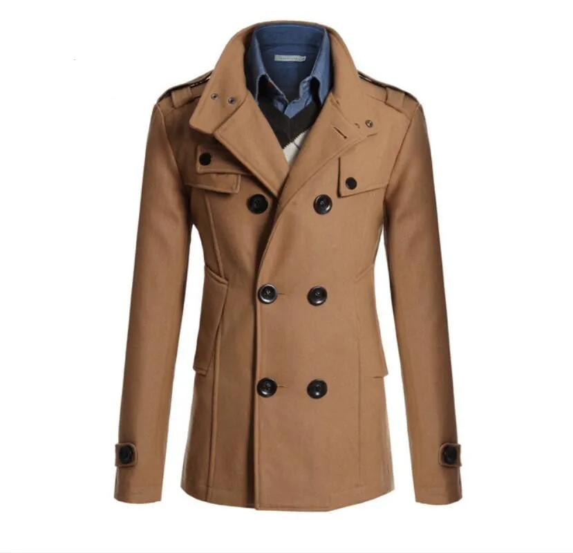 

Модное мужское шерстяное пальто rarf, мужские шерстяные пальто garaouy, облегающая ветровка средней длины, двубортная мужская зимняя куртка