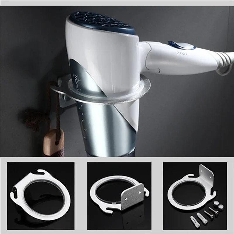 

Space Aluminum Wall Mounted Hair Dryer Holder Rack Hanger Home Bathroom Hairdryer Storage Shelf Organizer Hanging Rack