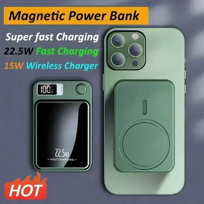 50000 мАч Power Bank для Macsafe Magnetic Super Fast Charging Qi Беспроводное зарядное устройство Powerbank
