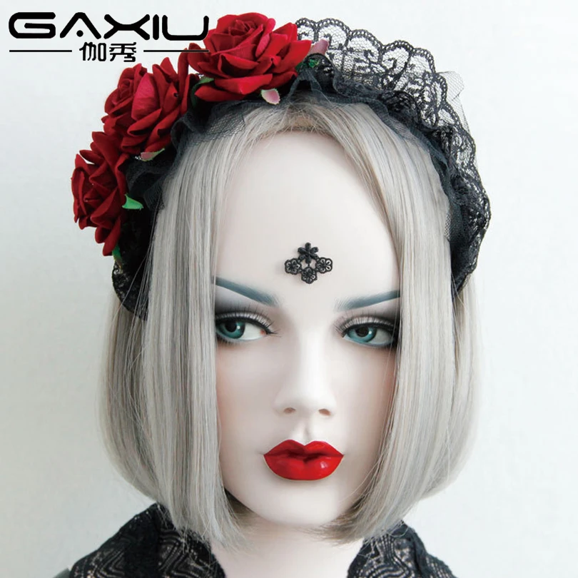

Женская Тиара для волос, красная тиара в форме цветка розы, кружевные аксессуары для волос в готическом стиле, аксессуары для волос на свадьбу, вечеринку