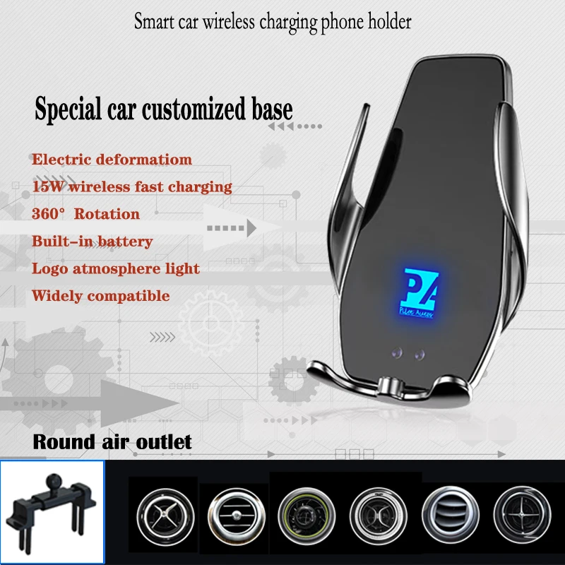 

For Dianche Car Cell Mobile Phone Holder Wireless Charger 15W Mount Navigation Bracket GPS Support 360 Rotating Universal