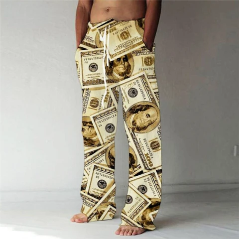 Брюки мужские широкие с принтом, повседневные джоггеры с надписью «Money US $», модная уличная одежда, спортивные штаны