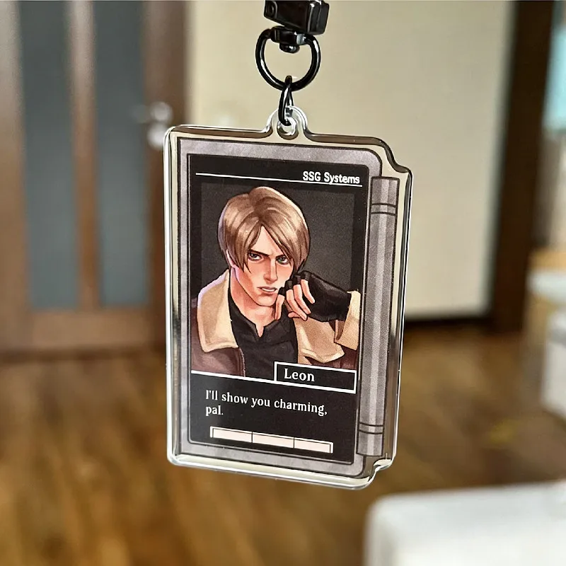 Фото Парные акриловые брелоки Resident Evil: Леон и Луис Вескер, фигурки-шармы №3