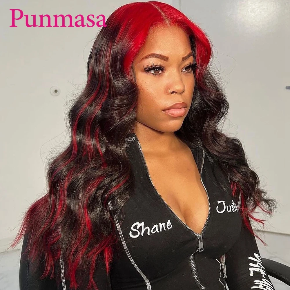 Парик из 200% человеческих волос с красными корнями 13 х6 дюймов