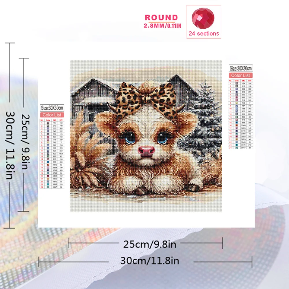 Алмазная живопись HUACAN Корова 5D мультяшная мозаика с животными Полный Круглый