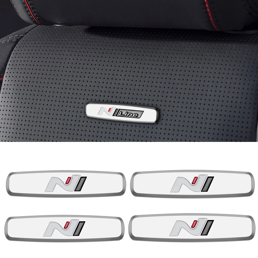 

4pcs N Line Nameplate Sticker Car Interior Sticker Car Seat Sticker For Hyundai Tucson NLINE I40 I20 I10 I30 IX35 IX25 Sonata YF