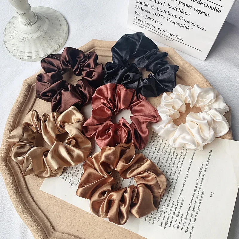 

2023Elastic Silk Hair Band, Solid Color Rubber Band, Hair Accessories, Horse Tail Rubber Band Bracket, Leisure Home Headwear