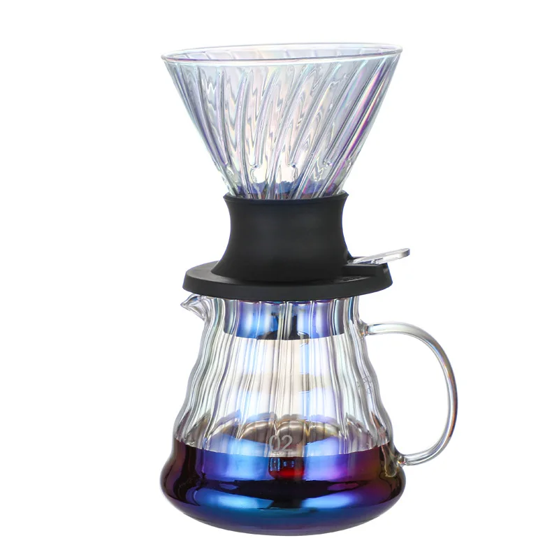 

Rainbow Color Glass Coffee Pot Set with Smart Filter Base Cafe Accessories Barista Portable Cafetera Cups Free Shipping Drop