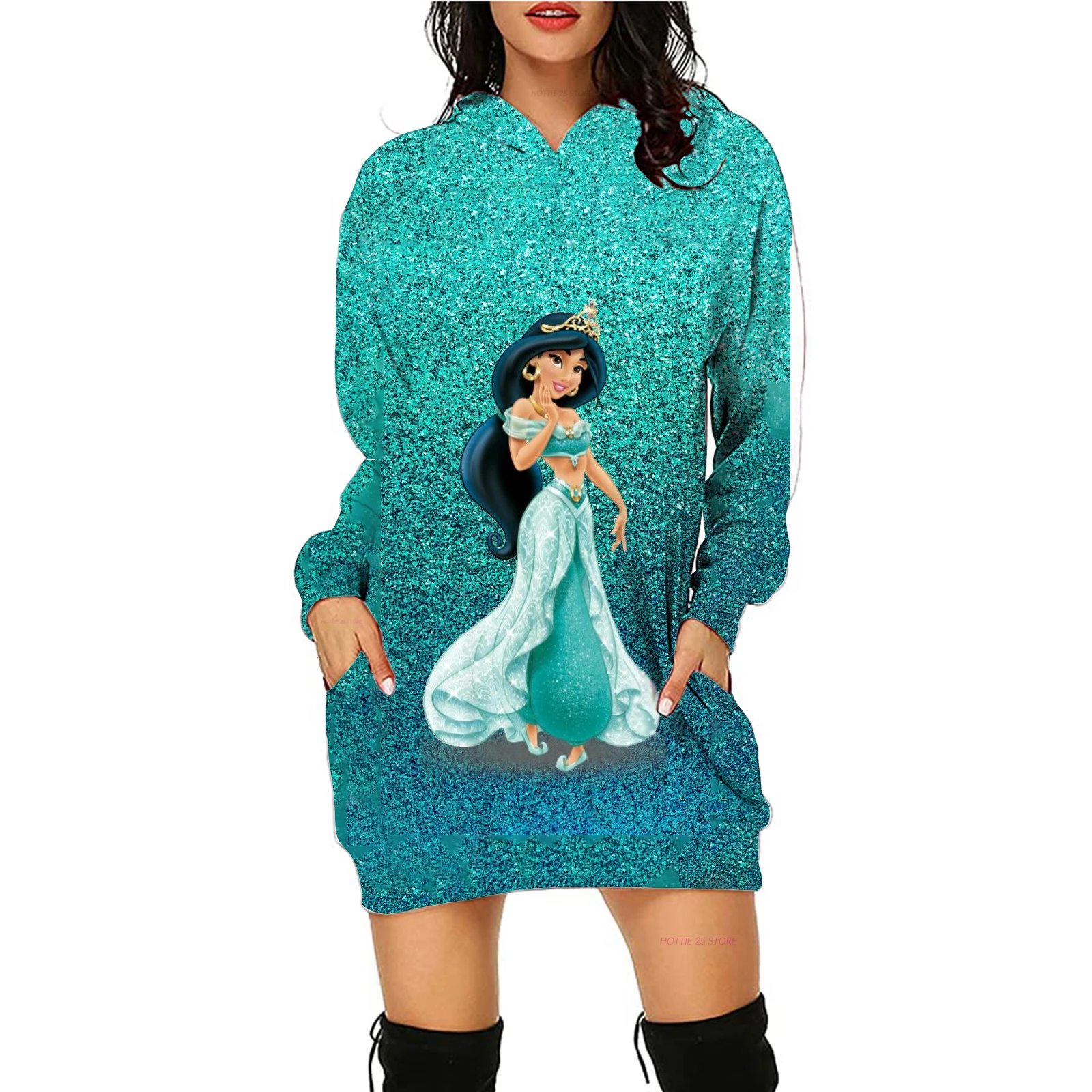 

Aladdin Magic Lamp Jasmine Princess Casual Sports Women's Luxury Sweatshirt Hoodie Fall Sports Casual Long Sleeve